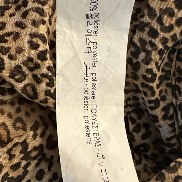 ZARA Sheer Womens Small Leopard Animal Print Scarf Neck Blouse Long Sleeve Shirt - Picture 7 of 7